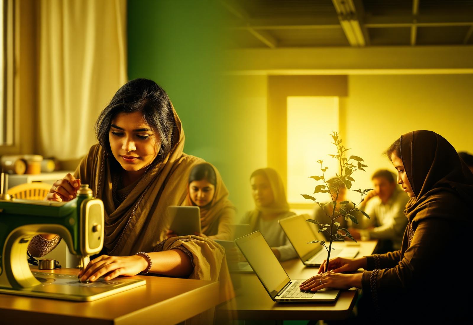 Students learning, women crafting and communities in action at Sabit Qadam Skills Institute